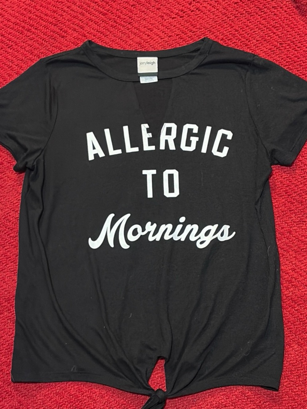 jerryleigh Black "Allergic to Mornings" Short Sleeve Tee